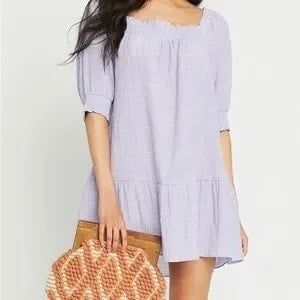 BB Dakota Lilac Sweet About It On Off Shoulder Semi Sheer Smocked Dress L/XL